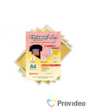 Transfer Sublimático ChromaFilm Probulk c/ Mascara - Confete Dourado ( A4 ) PCT/2