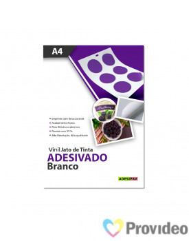 Vinil Adesivado - Jato de Tinta - Branco - A4 - PCT 10 FLS ( Adesipav )
